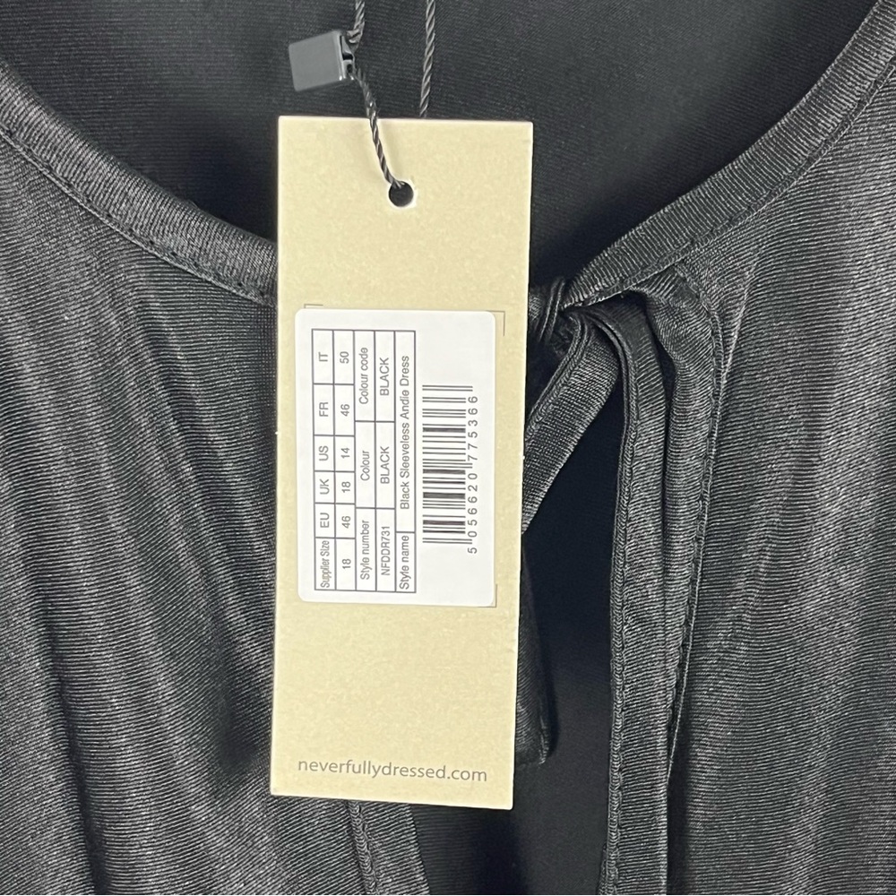 NEVER FULLY DRESSED Classic Black Front Tie Sleeveless Maxi Slip Dress, Size 14 - Picture 6 of 12